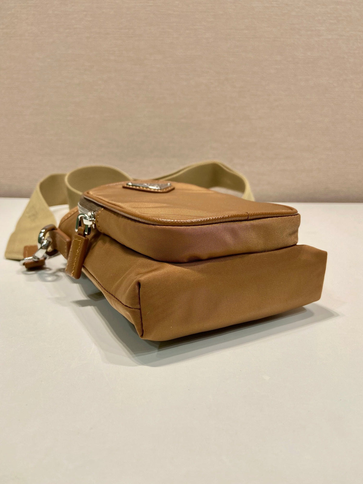 PRADA PHONE BAG 18 IN SEPIA BROWN RE-NYLON