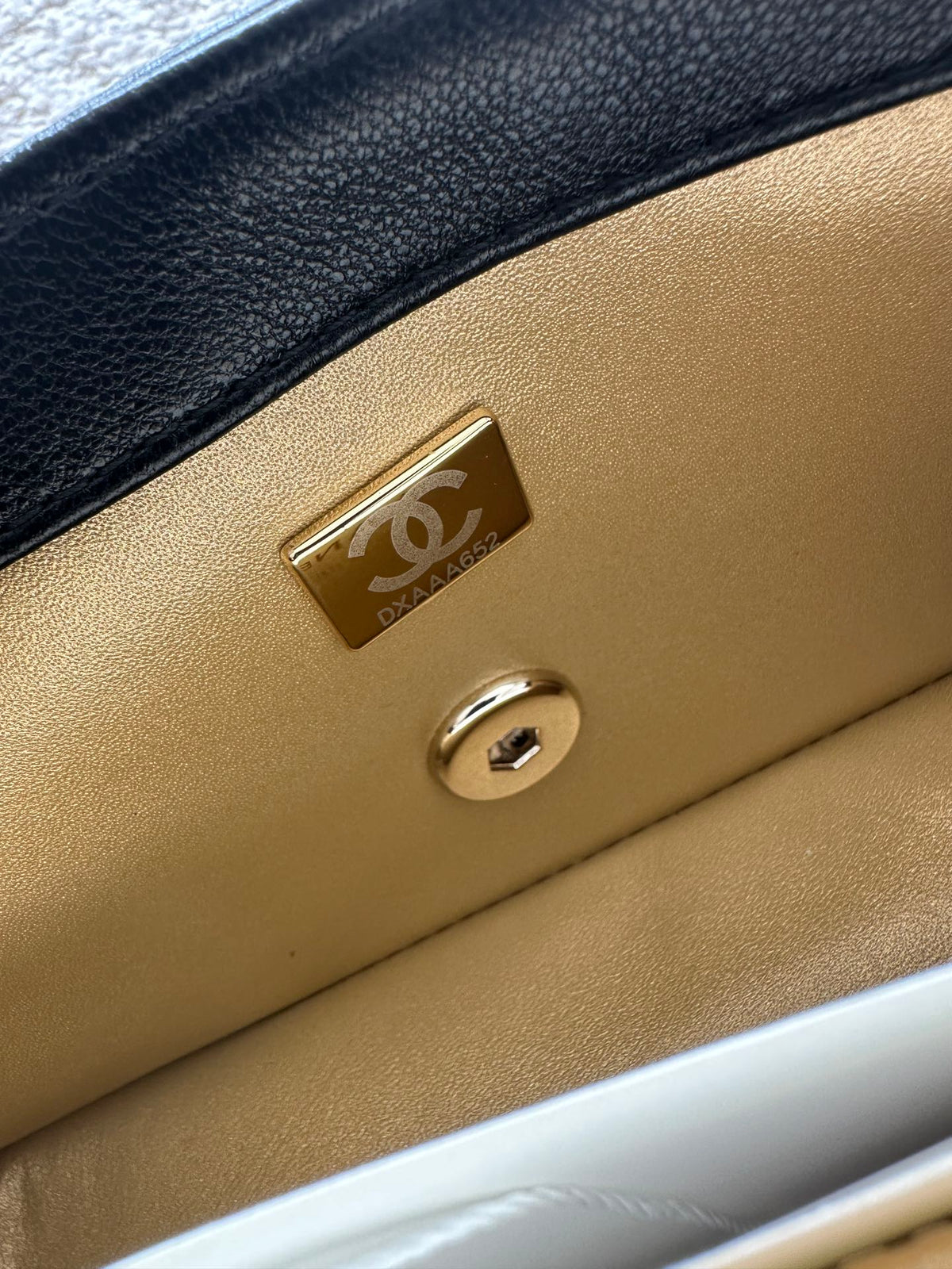 CHANEL 25S CLASSIC FLAP BAG MINI 20 IN BLACK LAMBSKIN WITH GOLD HARDWARE