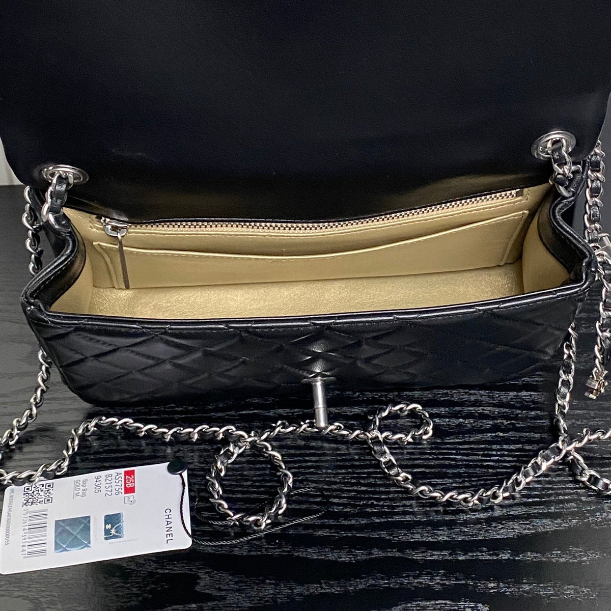 CHANEL 25S FLAP BAG 23 IN BLACK CALFSKIN SILVER HARDWARE