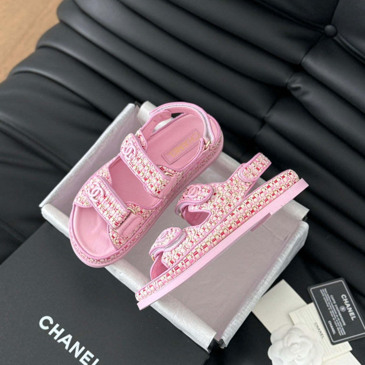 CHANEL Dad Sandals Sheepskin Light Pink