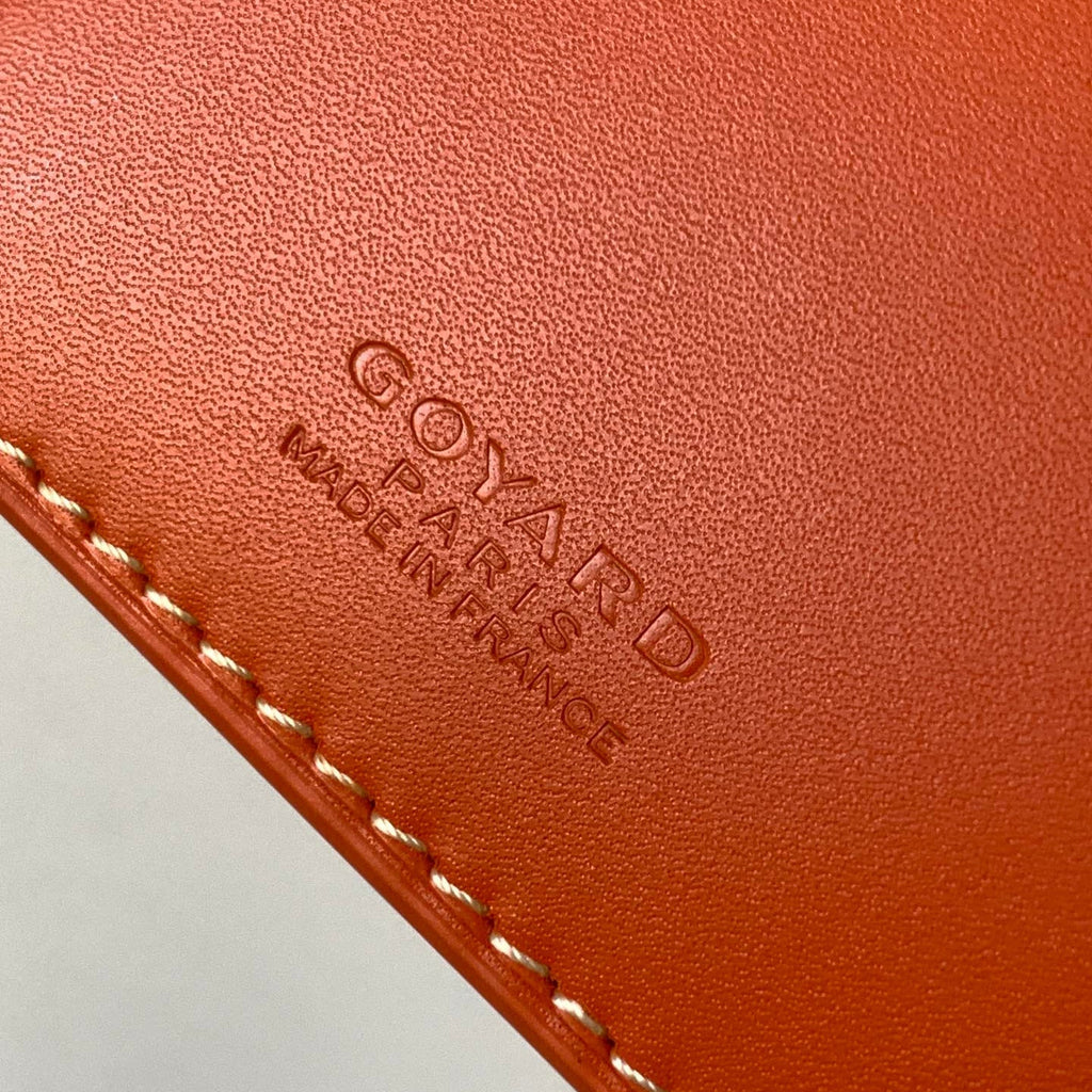 RICHELIEU CHECKBOOK WALLET 19 IN RED ORANGE GOYARDINE CANVAS AND CALFSKIN