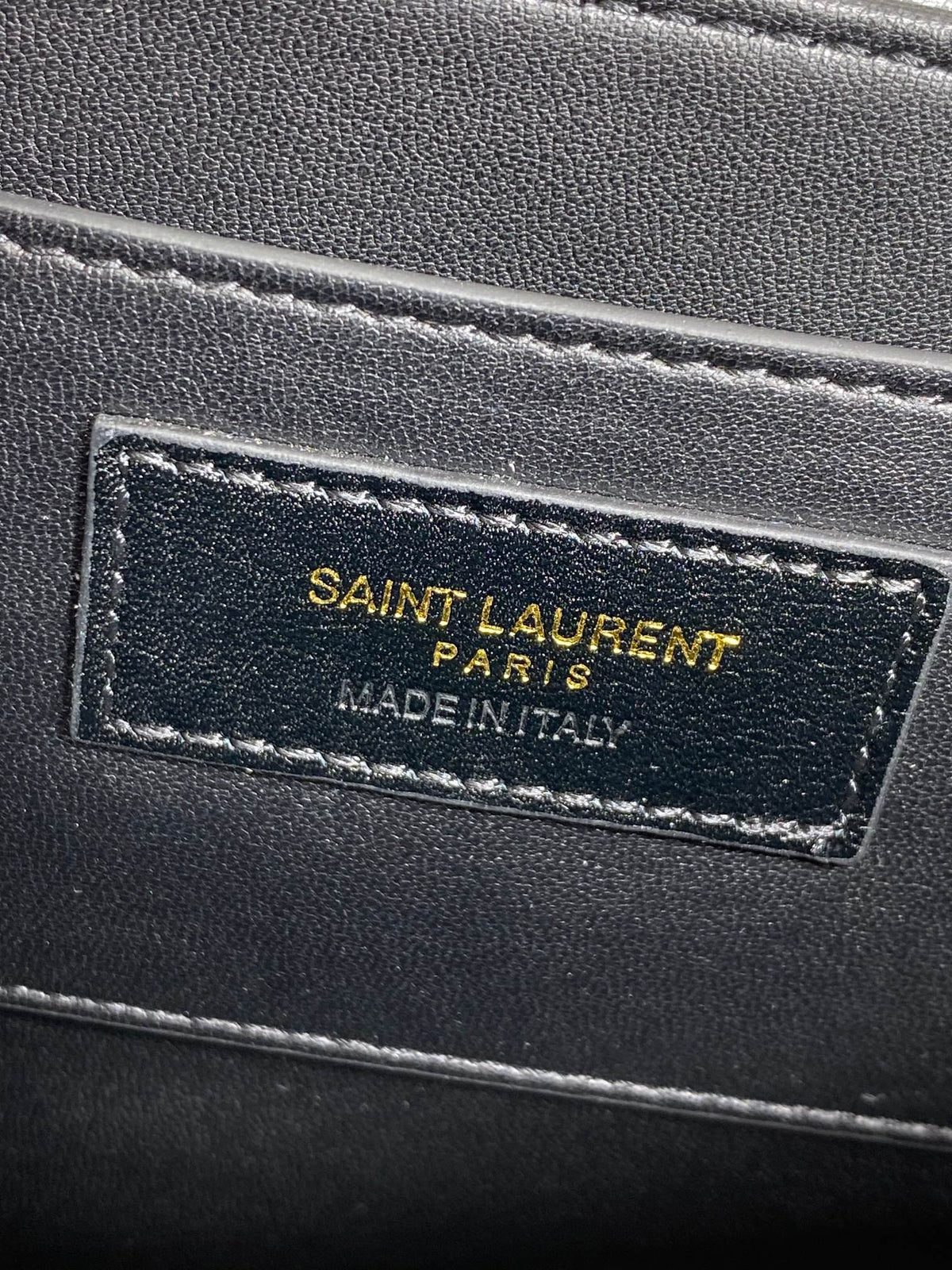SOLFERINO SMALL SATCHEL 19 IN DARK GREY CALFSKIN GOLD HARDWARE